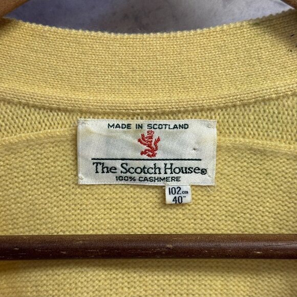 Vintage The Scotch House Cashmere Cardigan Sweater Womens 40 Yellow - Picture 9 of 11